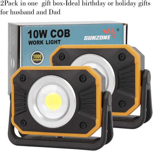 sunzone Mode(2 Pack) Rechargeable LED Work Light,Portable Flood Light with Magnetic Base,Super Bright Waterproof Job