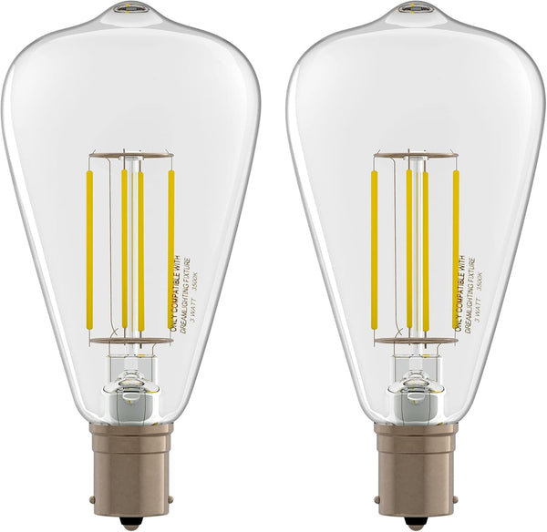 Dream Lighting LED Edison Bulb, 3W, 150 Lumens, Neutral White 3500K, Vintage Replace Globe, Pack of 2