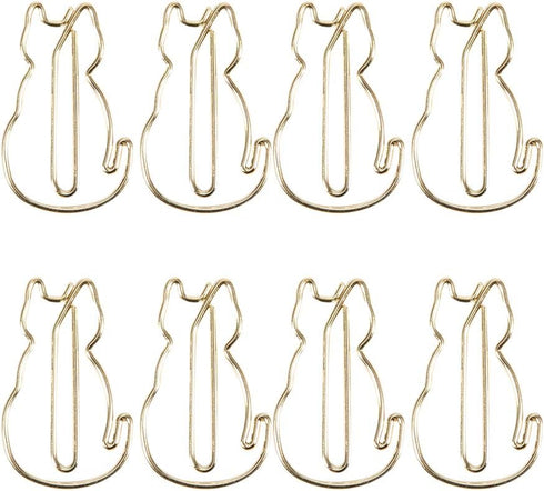 Pwshymi Cat Paper Clips, 12 Pcs Cat Shaped Thickened Metal Paper Clips for Office and Home Use