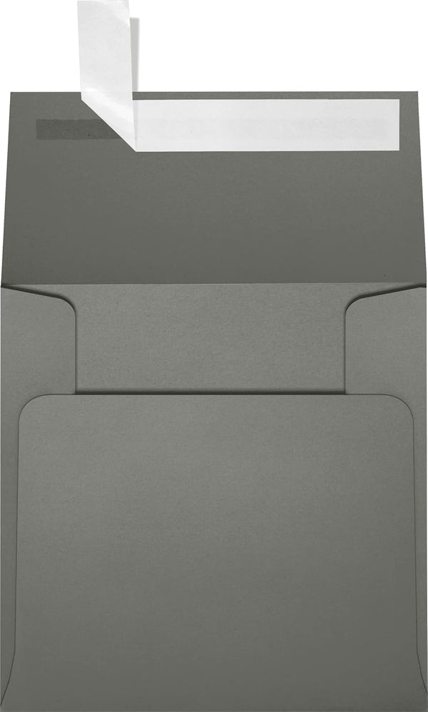 LUXPaper Square Invitation Envelopes, Peel & Press, 4" x 4", Smoke Gray, 50 Qty, 80lb. Text