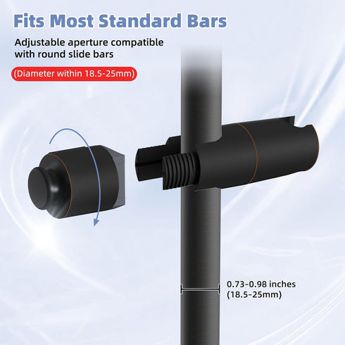 18.5-25mm Hibbent Adjustable Shower Head Holder for Slide Bar, Universal Handheld Showerhead Bracket, Sprayer Holder