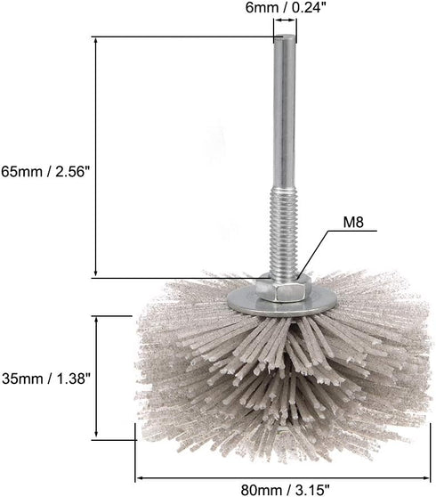 uxcell Nylon Wheel Brush 120 Grits Abrasive Grinding Head with 6mm Threaded Shank