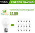 YukiHalu A15 LED Light Bulbs, 60W Equivalent, E26 Base, 2700K/3000K/5000K White, Pack of 6