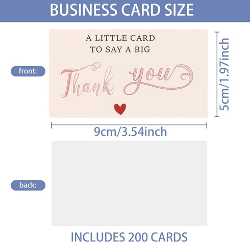 WTYONZEL 200Pcs 2" 3.5" Mini Thank You Card, x Thank You for Your Order Cards,Small Customer Appreciation Card