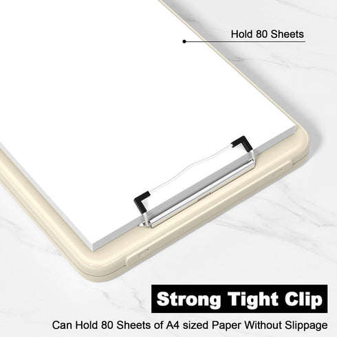 Hongri Clipboard with Storage, Heavy Duty Foldable Nursing Clipboards for Office School Supplies, Khaki Clip Board Case