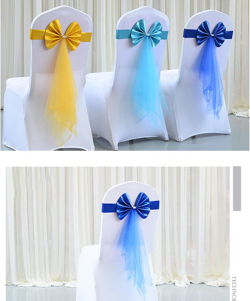 Ywmsfl 6pieces Chair Sashes for Weddings Stretch Band Spandex Bows for Elegant Decors Event Accent Chair