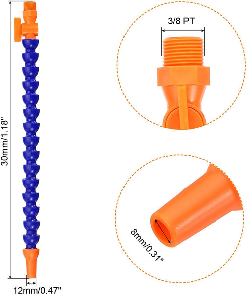 uxcell 3/8" Thread Flexible Water Oil Coolant Pipe Hose, 30mm Plastic Adjustable Round Nozzle Cooling Pipe Hose with Switch for Lathe CNC Water Cooling System,2 Pcs