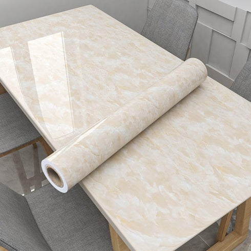 Yancorp 16"x120" Cream White Contact Paper, Removable Wallpaper Peel and Stick for Waterproof Marble Countertops,