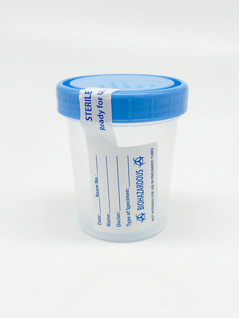 Sterile 4oz Specimen Cups with Lids, Transparent Urine Collection Cup with Leak-Resistant Screw-On Lids, 5 Pack