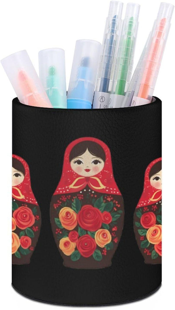 Generic Russian Nesting Dolls Round Pencil Holder Desktop Pen Cup Makeup Brush Organizer
