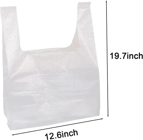 KYHYFJMD 100 Pack 12.6'' 6.5" 19.7" Plastic Bags x x White T-shirt Bag for Grocery Shopping Home Supermarket