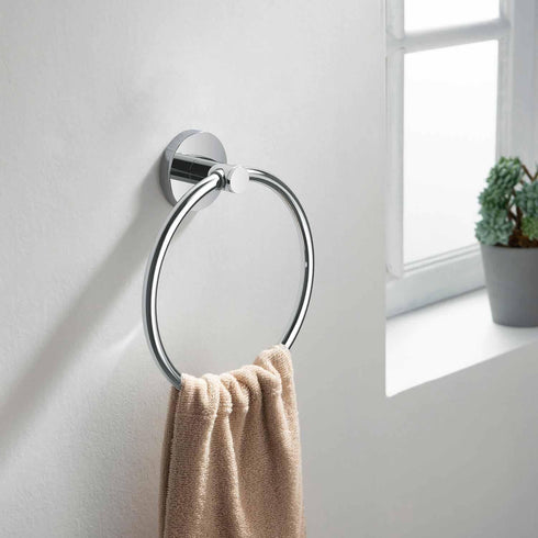 KBA1406) KIBI Circular Bathroom Towel Ring Wall-Mounted Hand Towel Holder, Solid Brass Construction, Rust-Resistant