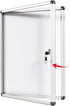 Swansea Enclosed Bulletin Board, Dry Erase Noticeboard, Lockable Display Boards, White with Aluminium Frame, 20x16inch