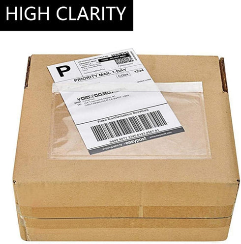 Clear Self-Adhesive Packing List Envelopes - Label Pouches for Shipping Mailing Bags (7.5" x 5.5", 100 Pack)