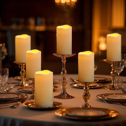 12PACKD3''*H5.5'' 10-Key 24Hours Waterproof Flameless Remote Control Candles Battery Operated Flickering LED Pillar