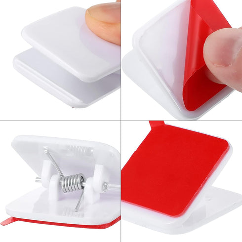 Self Adhesive Clips, Wall Clips, Shower Curtain Clips, Photo Clips for Paper Flag Hanger, 12 Pieces, White