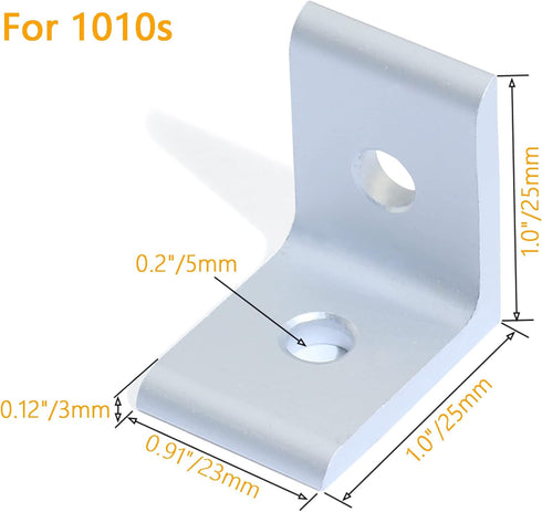 10 Sets 1" x 1" Aluminum Profile L-Shape Corner Bracket with 10pcs Inside Corner Bracket & 20pcs T Nuts and Screws