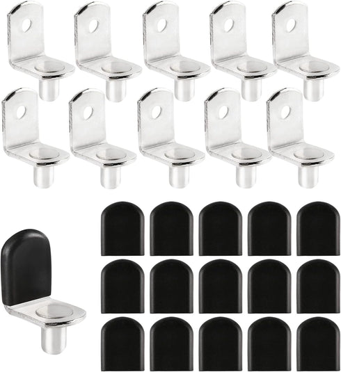 NORACLAN Shelf Pegs, 1/4" L Shaped Shelf Holders Pegs, with Rubber Sleeve, Shelf