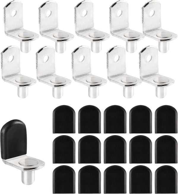 NORACLAN Shelf Pegs, 1/4" L Shaped Shelf Holders Pegs, with Rubber Sleeve, Shelf