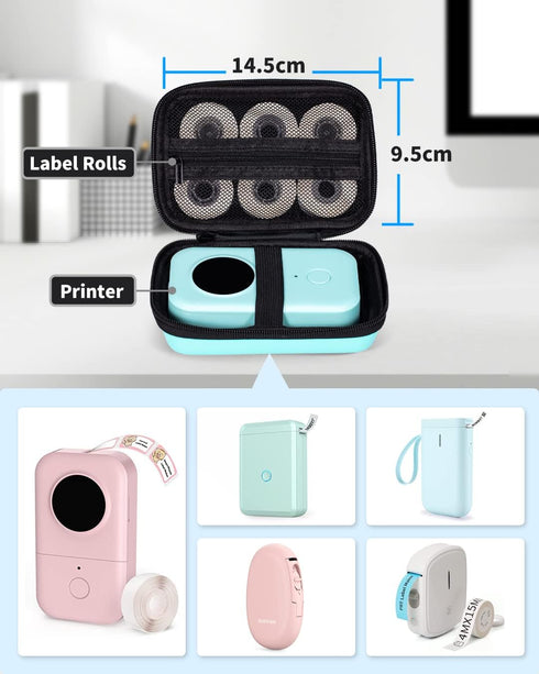 Memoking T02 Hard Storage Case for Phomemo D30, SUPVAN E10, NIIMBOT D11, Waterproof Shockproof Case, Green