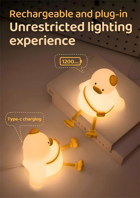 lurk deep Dimmable,Rechargeable Duck Night Light for Kids,Touch Portable and Squishy Silicone Led Nightlight,Kawaii