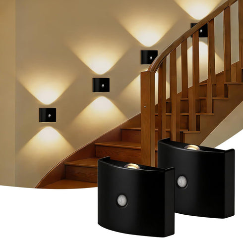2 Pack Motion Sensor Wall Light, Rechargeable Wall Sconce with 3 Color