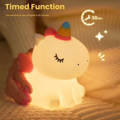 AGEK Dimmable Unicorn Night Light for Kids, Silicone Baby Nursery Night Light LED Unicorns Lamp Rechargeable Bedside
