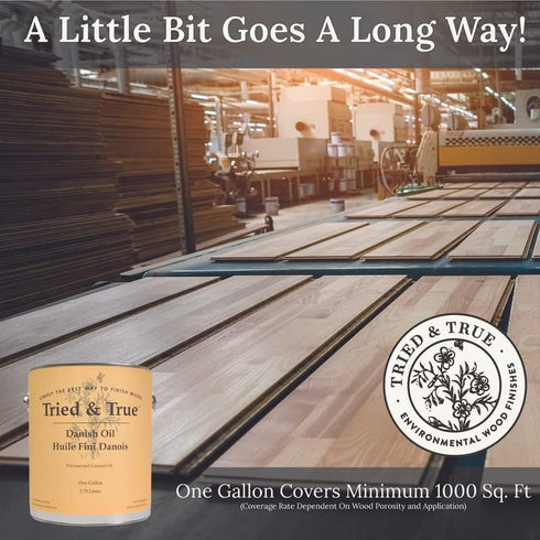 Tried & True Danish Oil, 8 oz Polymerized Linseed Oil Wood Finish & Sealer for Furniture, Butcher Blocks, Salad Bowls