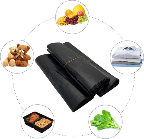 LazyMe T Shirt Bags, Black Plastic Bags with Handles, 12x20 Inches (50 pcs) for Grocery and Shopping Retail