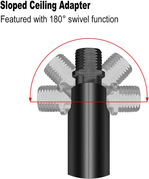 M10 5 12-inch 10 6-inch 180 Threaded Extension Poles, PCS & PCS Lighting Fixture Downrods Stems & Degrees Sloped