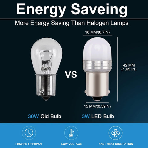 Ba15s 1156 12V 24V P21w LED Bulb 6000K Daylight White, Used for RV Interior, Backup Reverse Lights Landscape Lighting. Camping, RV Lights, Lawn Tractors, Mower, etc. 2Pcs by Bsxywa