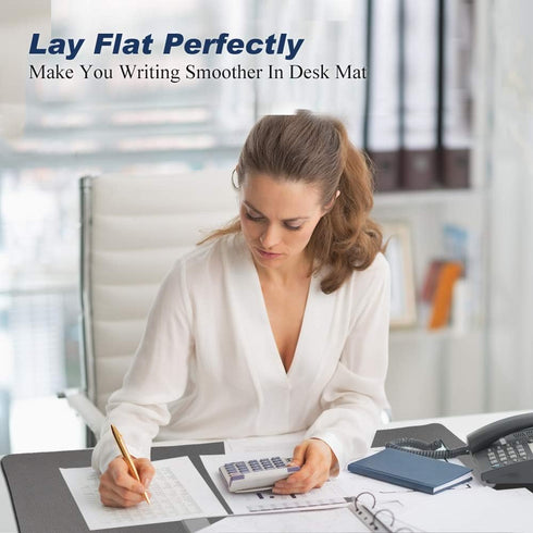 Desk Pad for Office Home 31" x 13", PU Leather Waterproof Large Desk Writing Mat Organizer, Grey