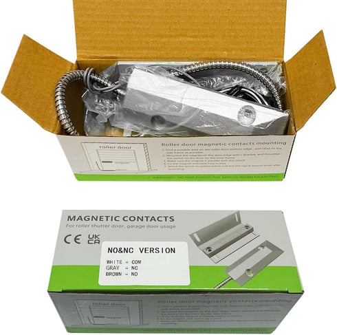 GAGALOR 3 NO&NC Wires Magnetic Garage Door Contacts Heavy Duty Alarm Switch Sensor for Roller Shutter with Adjustable