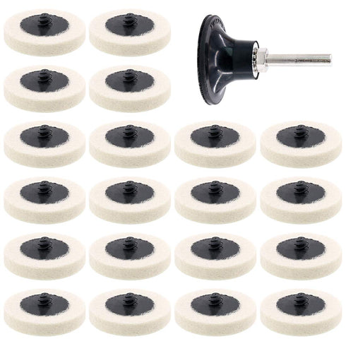 Swpeet 20Pcs 2" Compressed Wool Fabric Disc Polishing Pads - Includes 1 Disc Pad Holder for Buffing Projects