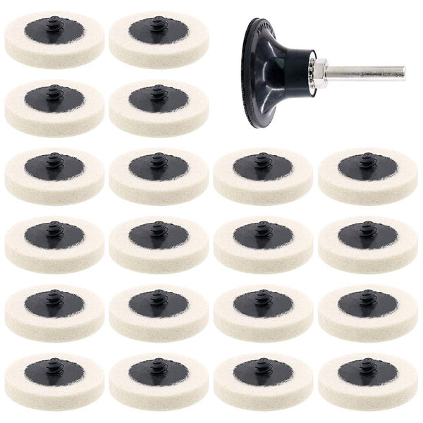 Swpeet 20Pcs 2" Compressed Wool Fabric Disc Polishing Pads - Includes 1 Disc Pad Holder for Buffing Projects