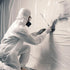 60 Pack 5, AMZ Medical Supply Disposable Coveralls, White SMS GSM, X-large, of Hooded Full Body Suit with Boots