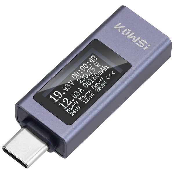 USB C Power Meter Tester, USB Multimeter 4-30V 0-12A Voltage Current Capacity Energy Power Digital Tester