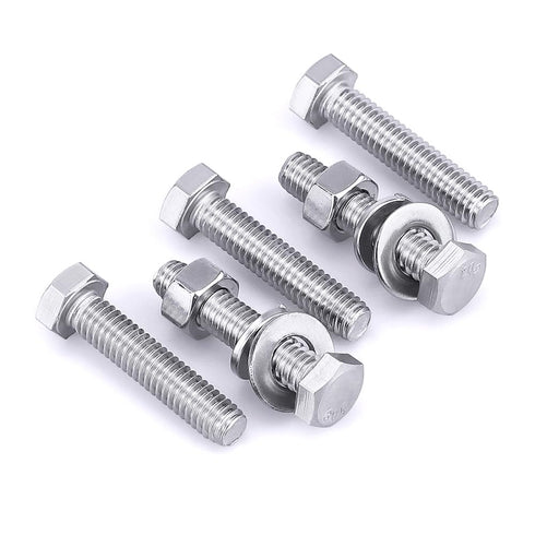 1/4-20 x 1-1/2" Stainless Steel Hex Bolts - 10 Sets with Nuts and Washers, 304 SS 18-8