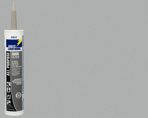 White Lightning W11004010 3006 Ultra All Purpose Elastomeric Sealant, Gray, 10 fl. oz. by White Lightning