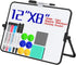 Dry Erase White Board, 8" x 12" Magnetic Desktop with Stand, Includes 6 Markers, 6 Magnets, and 1 Eraser for Home,