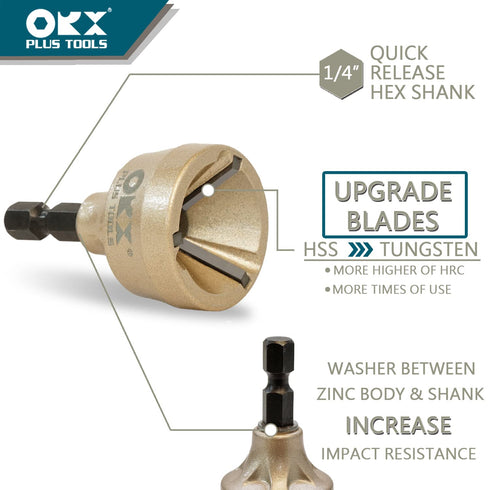 ORXPLUS TOOLS Deburring External Chamfer Tool, TUNGSTEN Blade, Deburring Drill Bit for Stainless Rod, Thread, Pipe