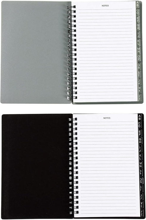Juvale 2-Pack Spiral Password Keeper Book, Password Notebook with Alphabetical Tabs, Gray/Black (80 Lined Pages)
