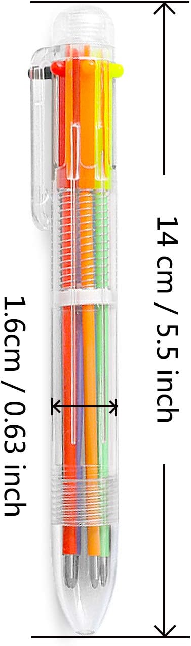 Hutou 6 Pack 0.5mm 6-in-1 Multicolor Ballpoint Pen, Retractable Pens for Office, School Supplies, Kids Party Favors