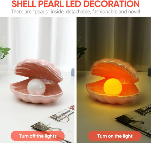 IMIKEYA Shell Light LED Seashells Mood Lamp Portable Night Light in Shell Desktop Ornament Home Decor for Bedroom