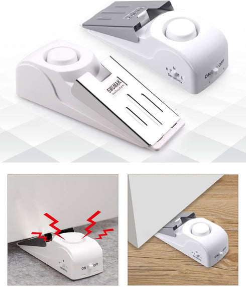 EMDMAK Door Stop Alarm with 120DB Siren, Door Stop for Home & Travel (White)