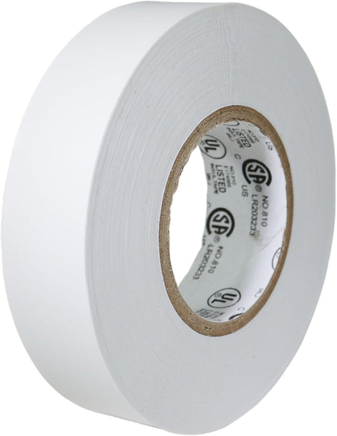 GGR Supplies T.R.U. EL-766AW White Electrical Tape, 3/4" x 66' - Utility Vinyl Tape