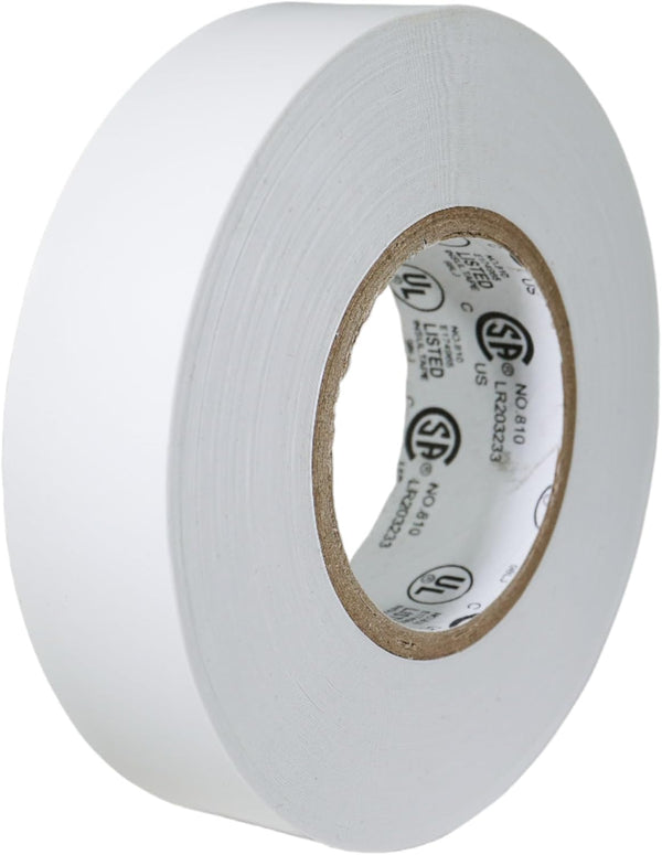 GGR Supplies T.R.U. EL-766AW White Electrical Tape, 3/4" x 66' - Utility Vinyl Tape