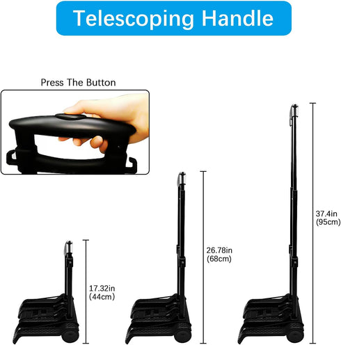 50kg/110lbs 2 Use(BY07-Black) Portable Folding Hand Truck Lightweight Trolley Compact Utility Cart with Heavy Duty
