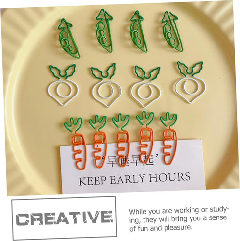 STOBOK 9pcs Carrot Paperclip, Fun Cartoon Paper Clips, Decorative Small Binder Clips, Mini Paper Fruit Decor