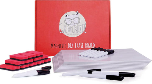 Gamenote 12 Pack Magnetic Small White Board Set, Double Sided Magnet Dry Erase Ruled Lap Boards 9x12 for Kids Learning